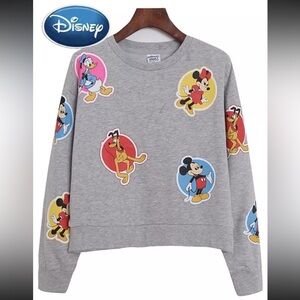 Disney Vault Collection 50th Anniversary Stickers Crewneck Shirt Grey Gray S